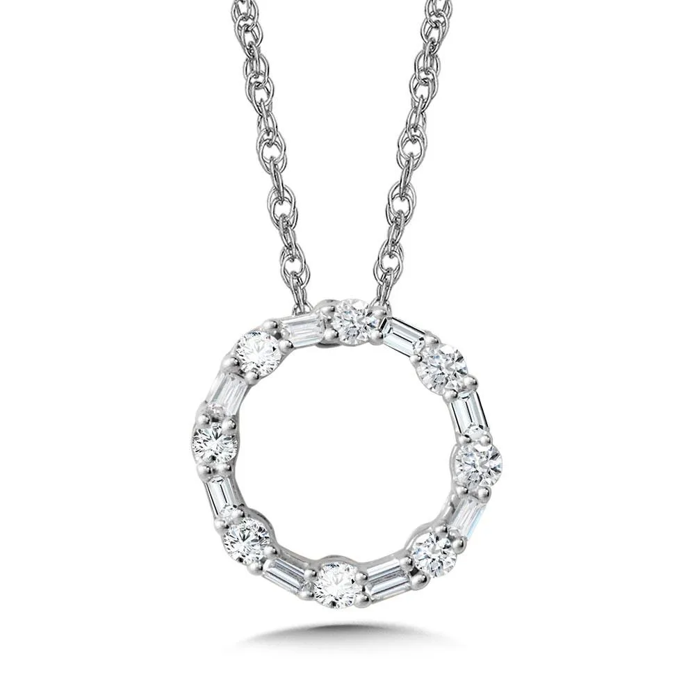 10K BAGUETTE DIAMOND CIRCULAR PENDANT