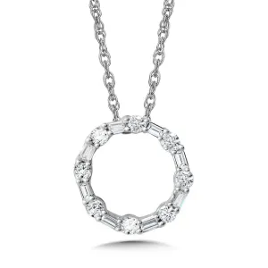 10K BAGUETTE DIAMOND CIRCULAR PENDANT
