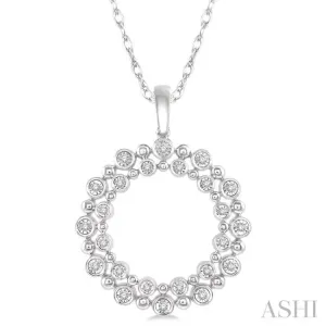 1/6 Ctw Twin Halo Round Cut Diamond Fashion Pendant in 10K White Gold with chain