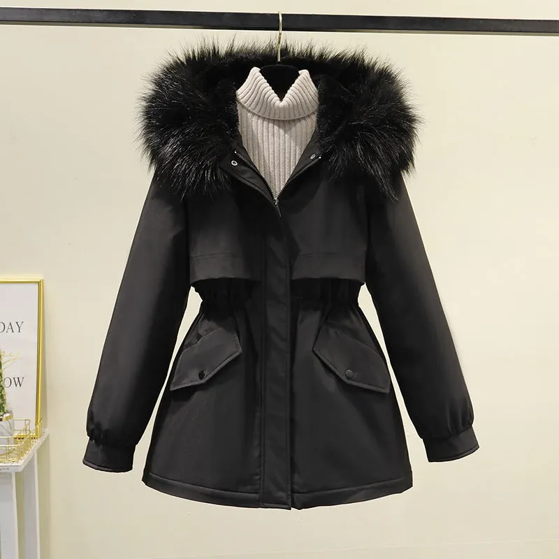2025 Winter New Pie Overcomes Women's Short Korean Version Loose Large Size Down Cotton Jacket Fleece Thickened Cotton Jacket