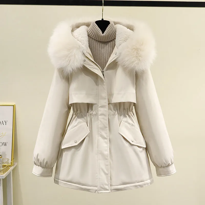 2025 Winter New Pie Overcomes Women's Short Korean Version Loose Large Size Down Cotton Jacket Fleece Thickened Cotton Jacket