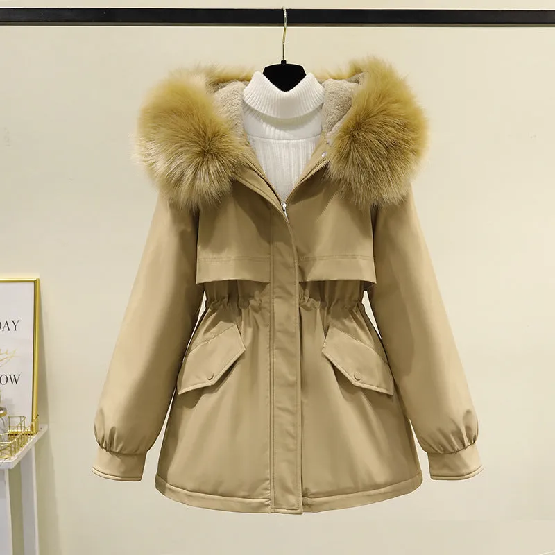 2025 Winter New Pie Overcomes Women's Short Korean Version Loose Large Size Down Cotton Jacket Fleece Thickened Cotton Jacket