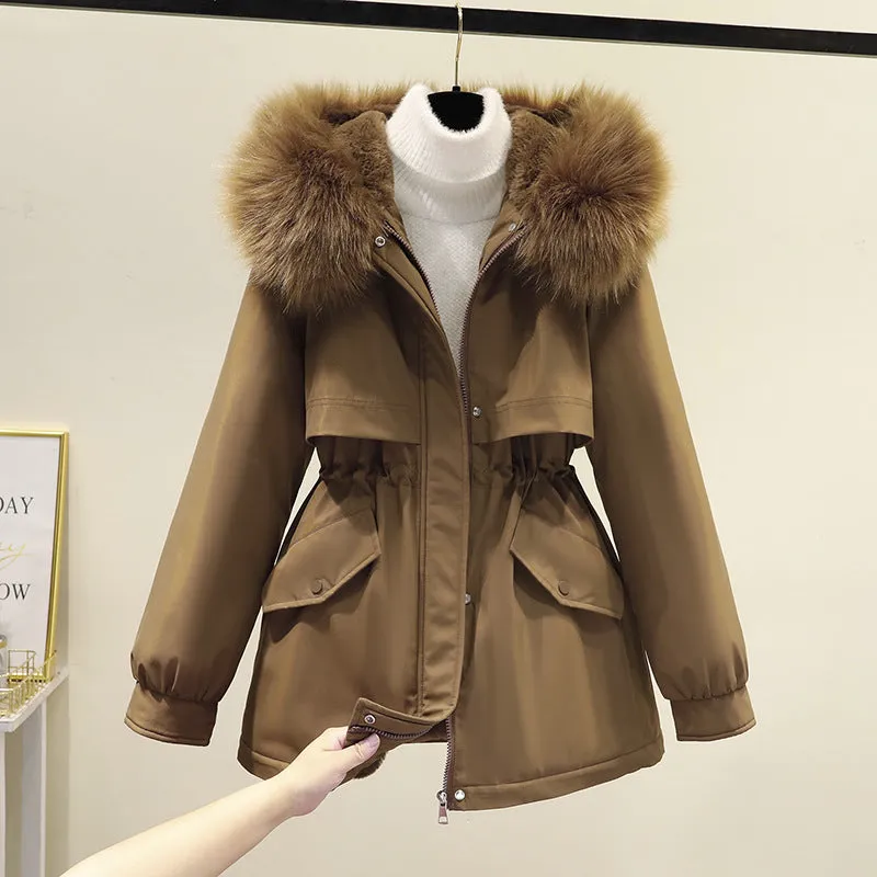 2025 Winter New Pie Overcomes Women's Short Korean Version Loose Large Size Down Cotton Jacket Fleece Thickened Cotton Jacket