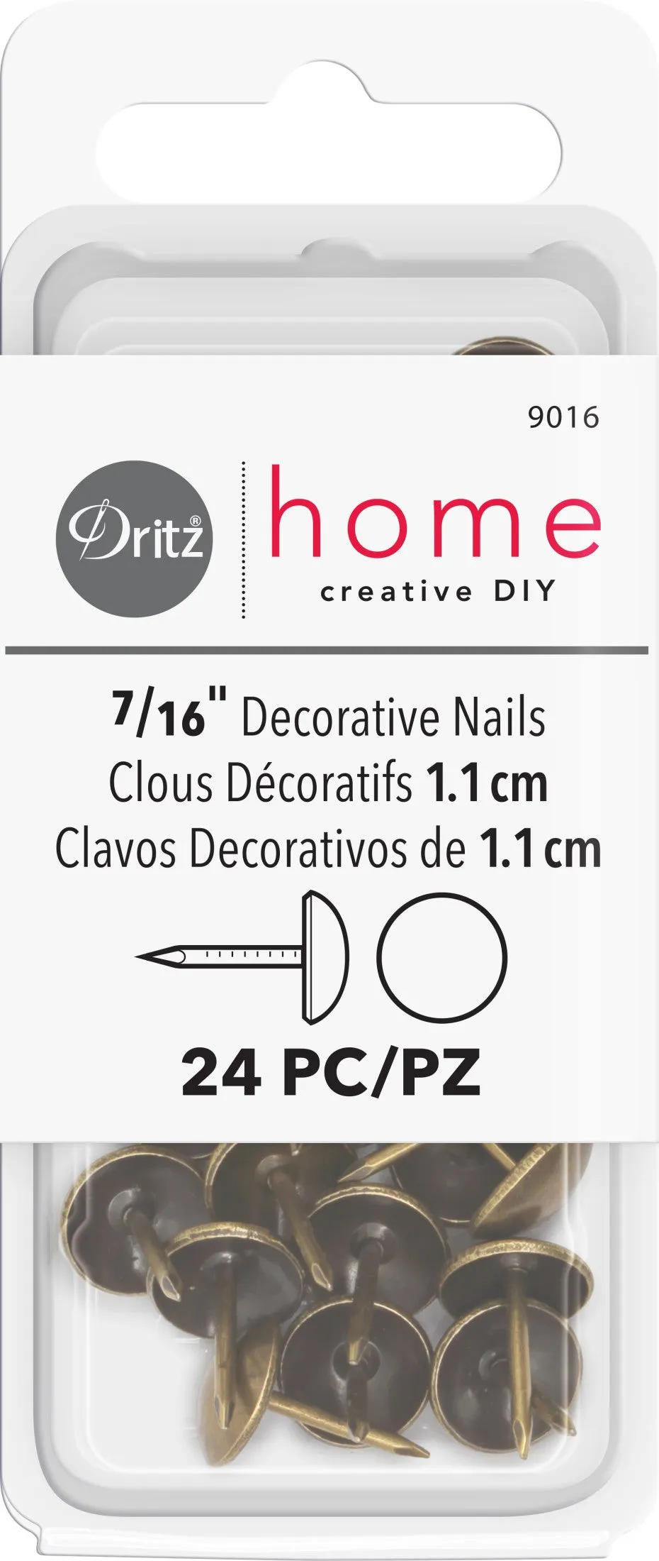 7/16" Smooth Decorative Nails, 24 pc