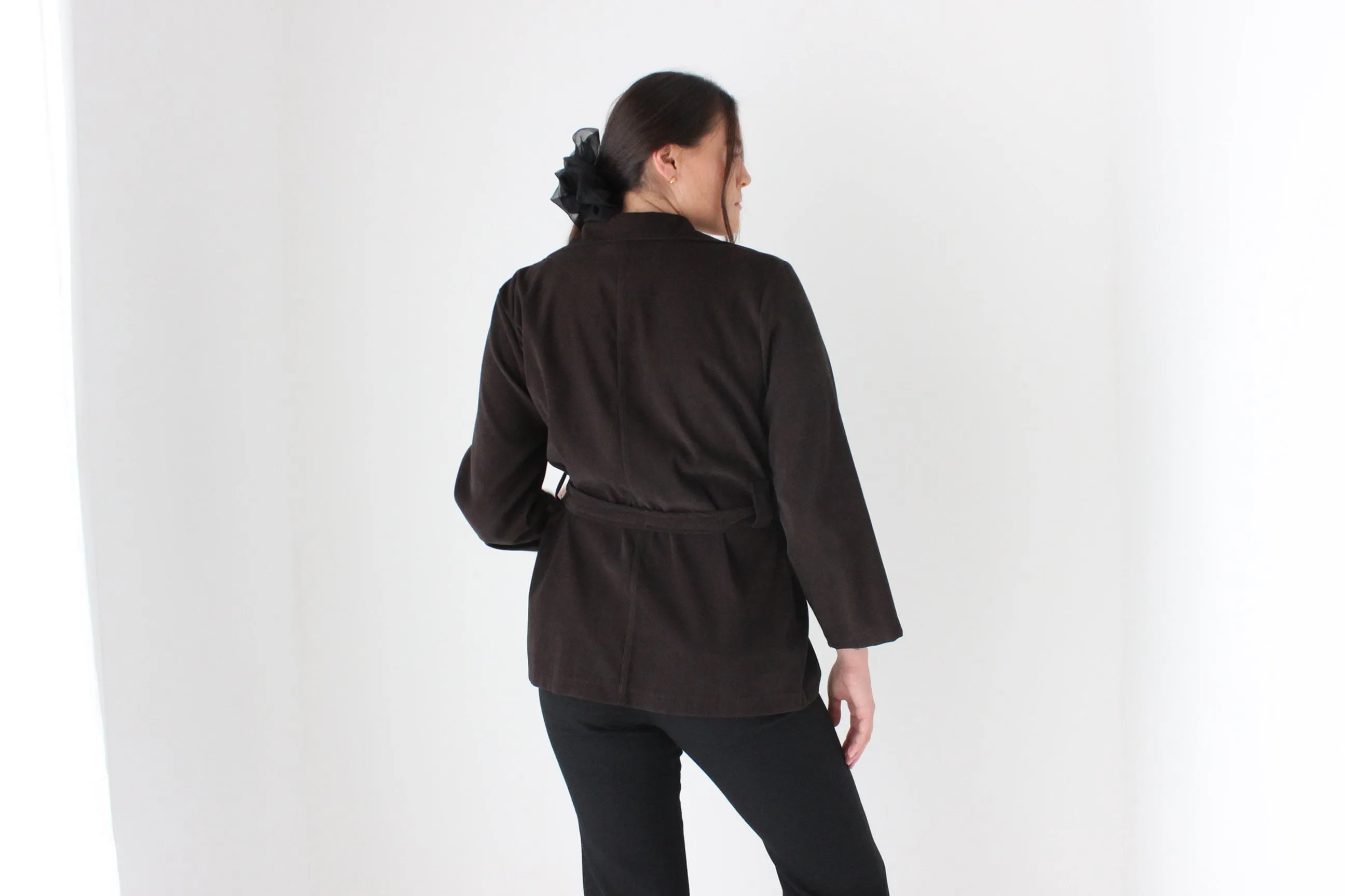 90s Does 70s Chocolate Waist Tie Jacket