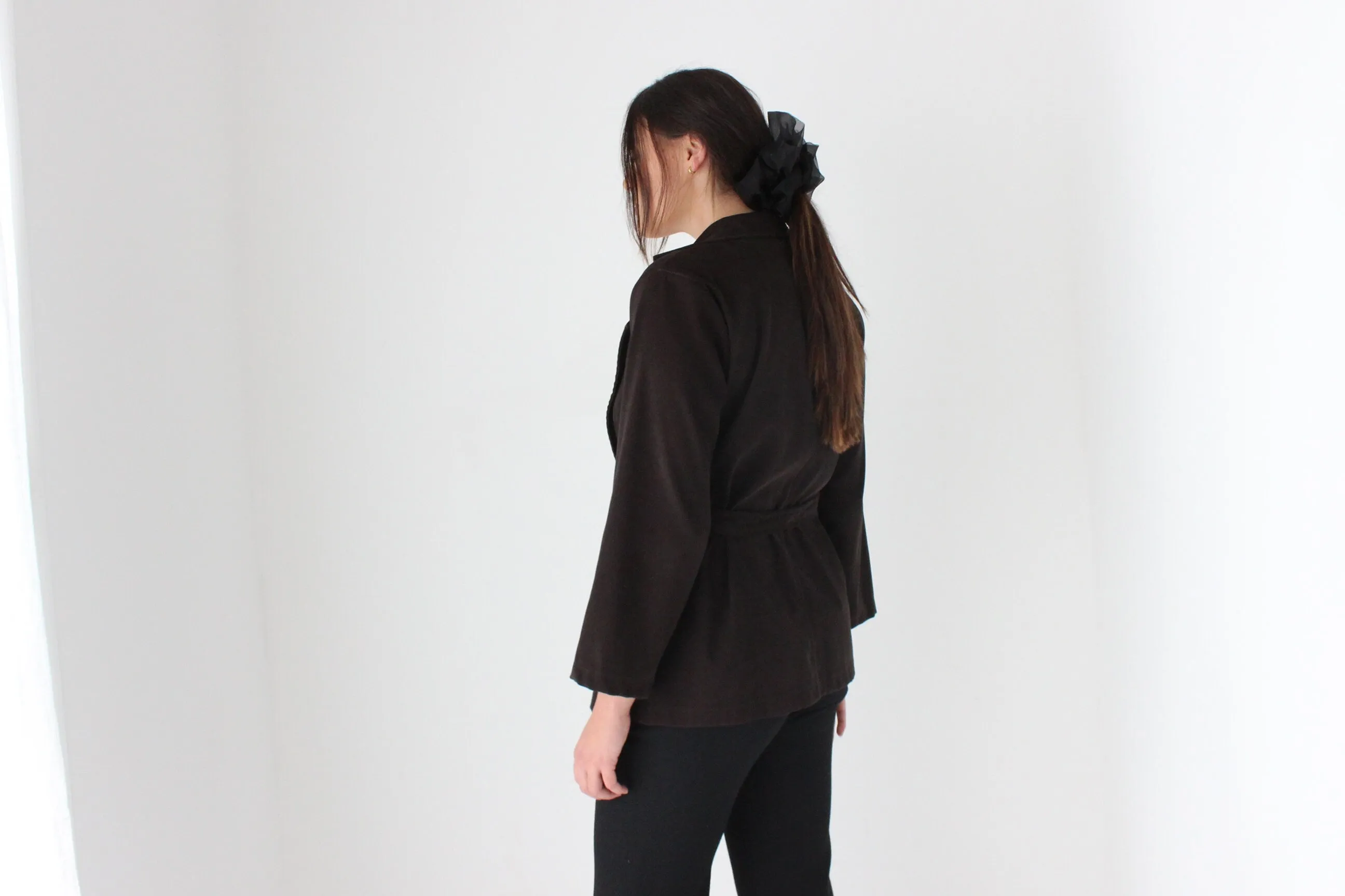 90s Does 70s Chocolate Waist Tie Jacket