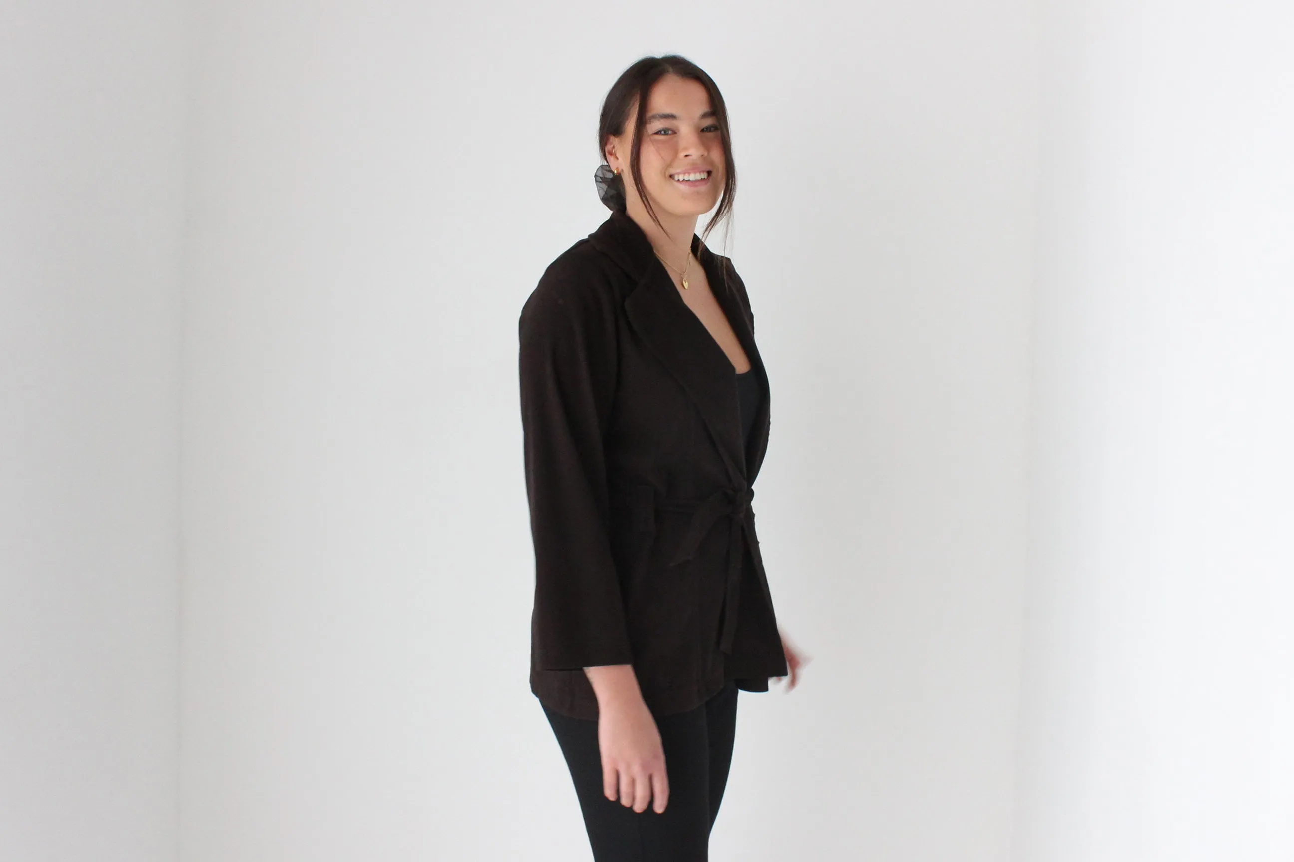 90s Does 70s Chocolate Waist Tie Jacket