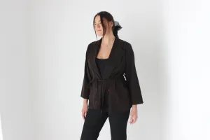 90s Does 70s Chocolate Waist Tie Jacket