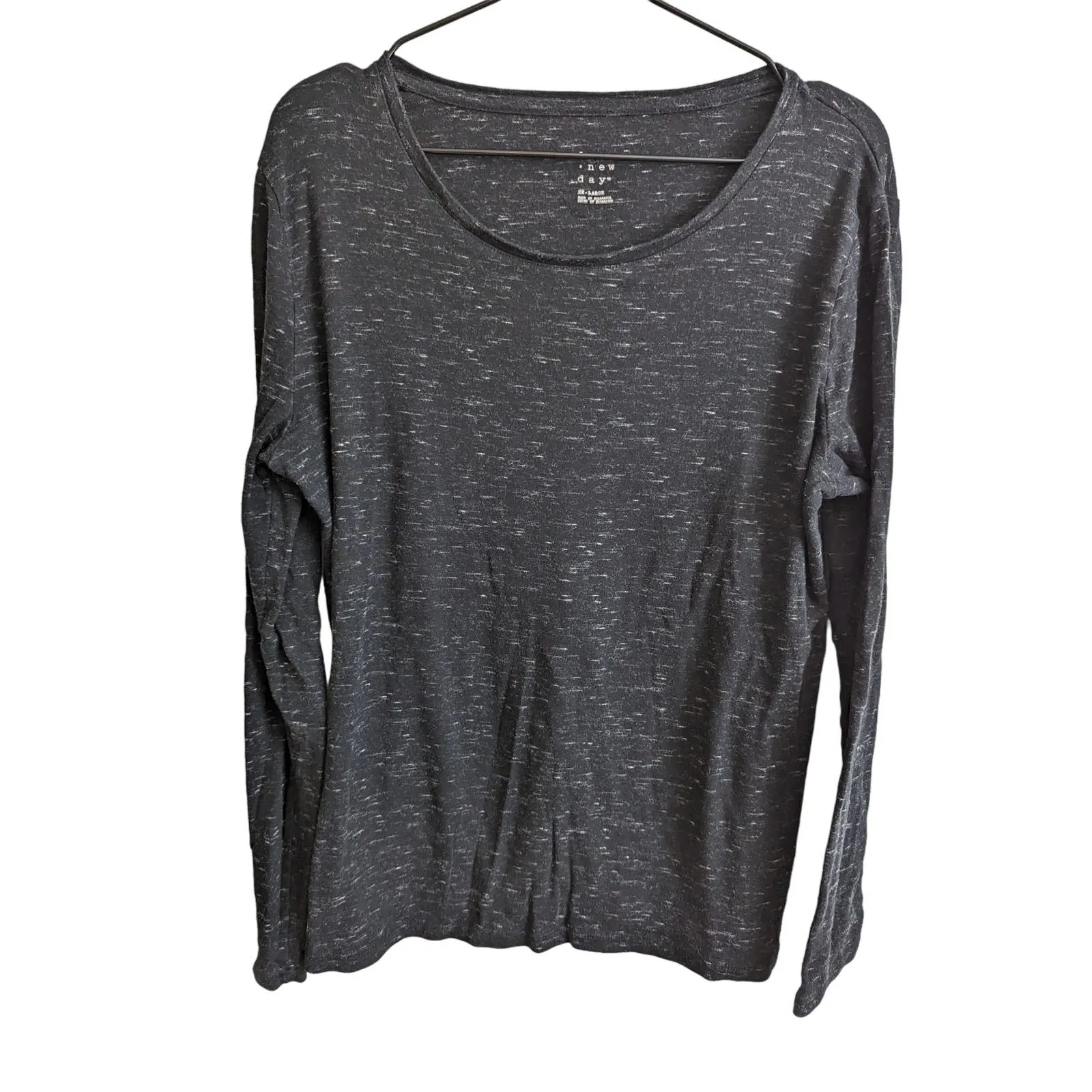 A New Day Womens Sz XXL Long Sleeve T Shirt Heathered Dark Gray