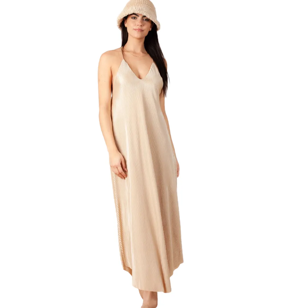 Apparel- Lucca Khloe Plisse Slip Dress