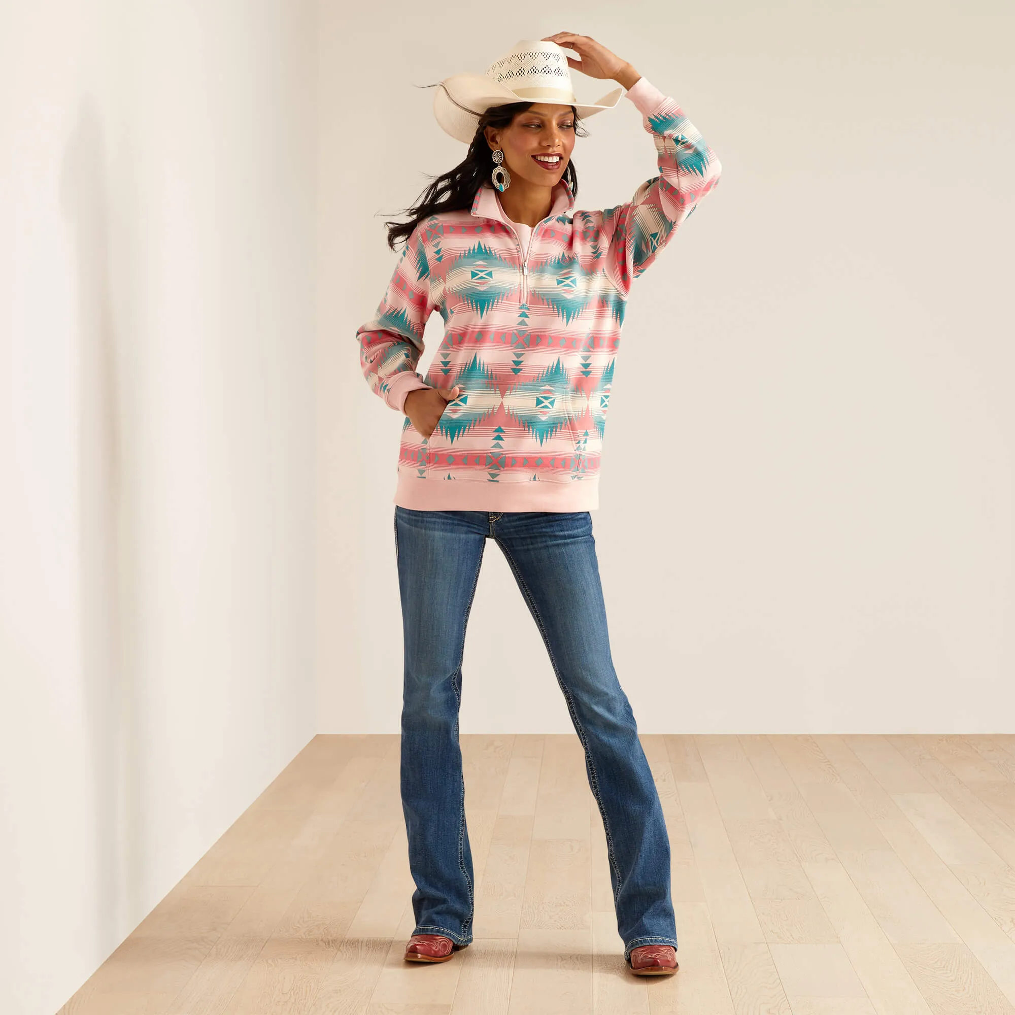 Ariat Ladies Ranger 1/2 Zip Sweatshirt - Tiffany Print