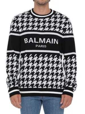 Balmain Houndstooth Patterned Crewneck Jumper