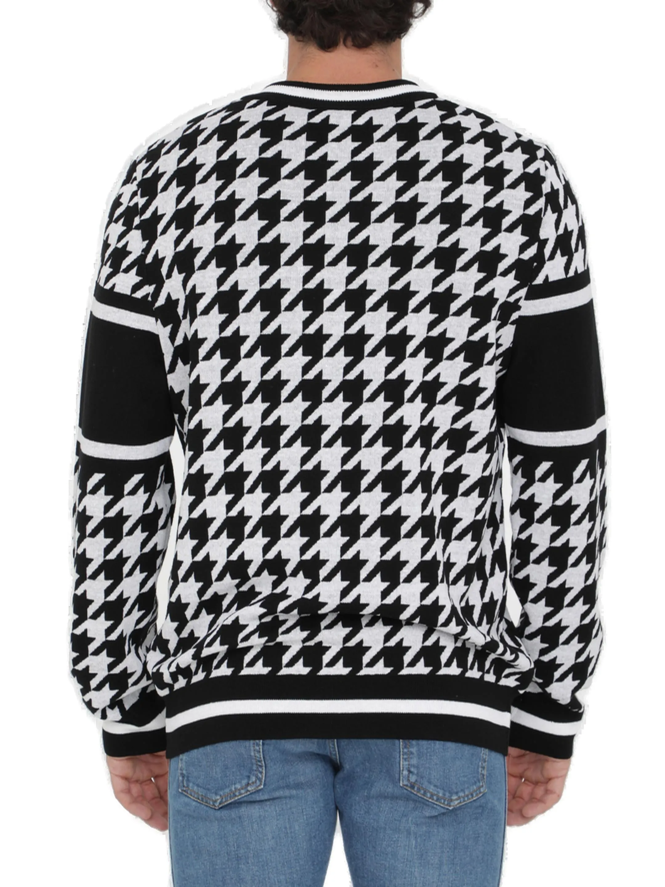 Balmain Houndstooth Patterned Crewneck Jumper
