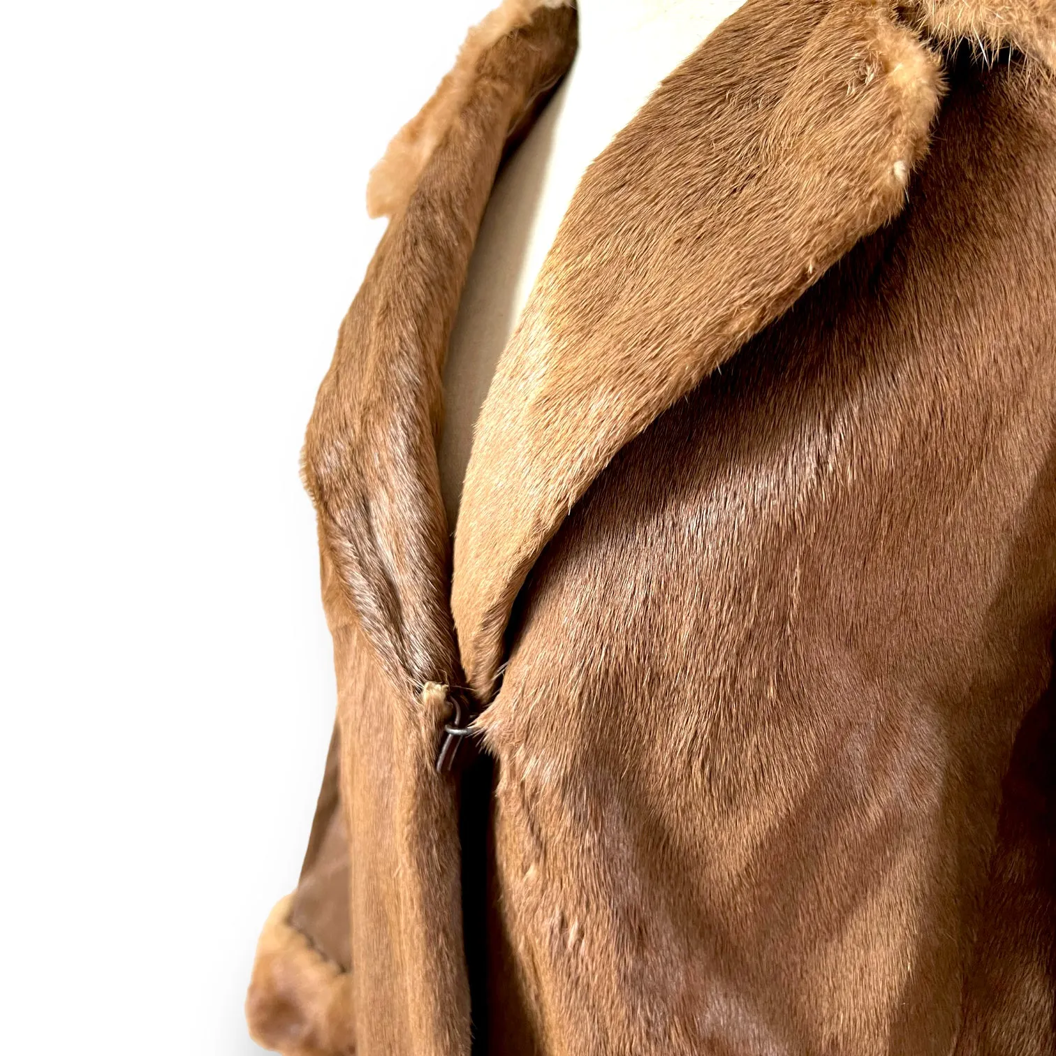 Beautiful Vintage Shaved Mink Coat with Large Collar