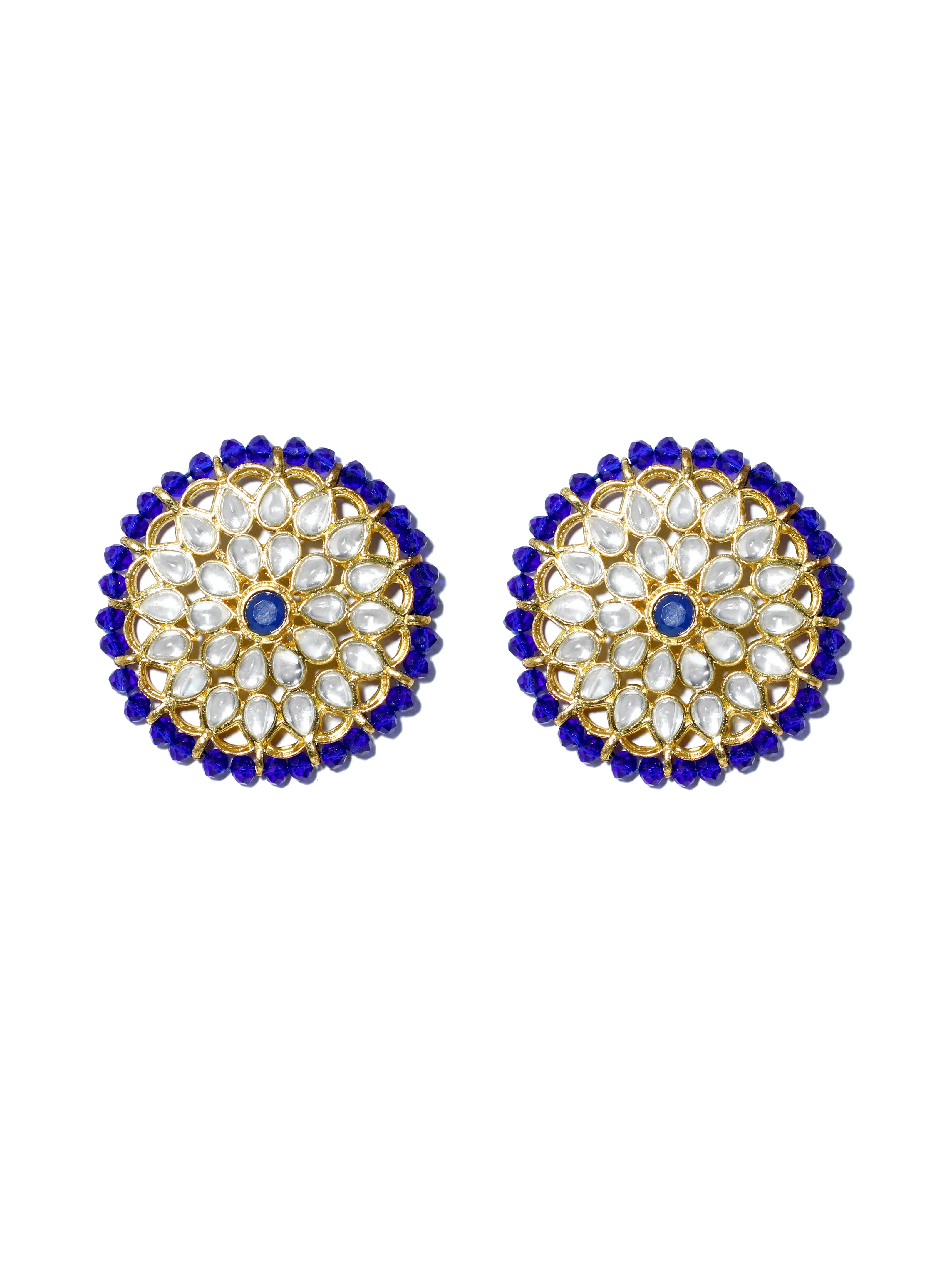 Blue Crystal Studded Kundan Choker Necklace Set