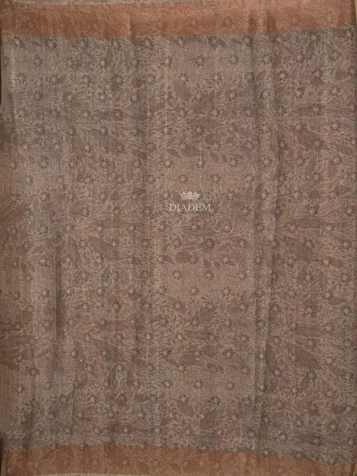 Brown Banarasi Silk Saree with Floral and Deer Design on the Body and without Border