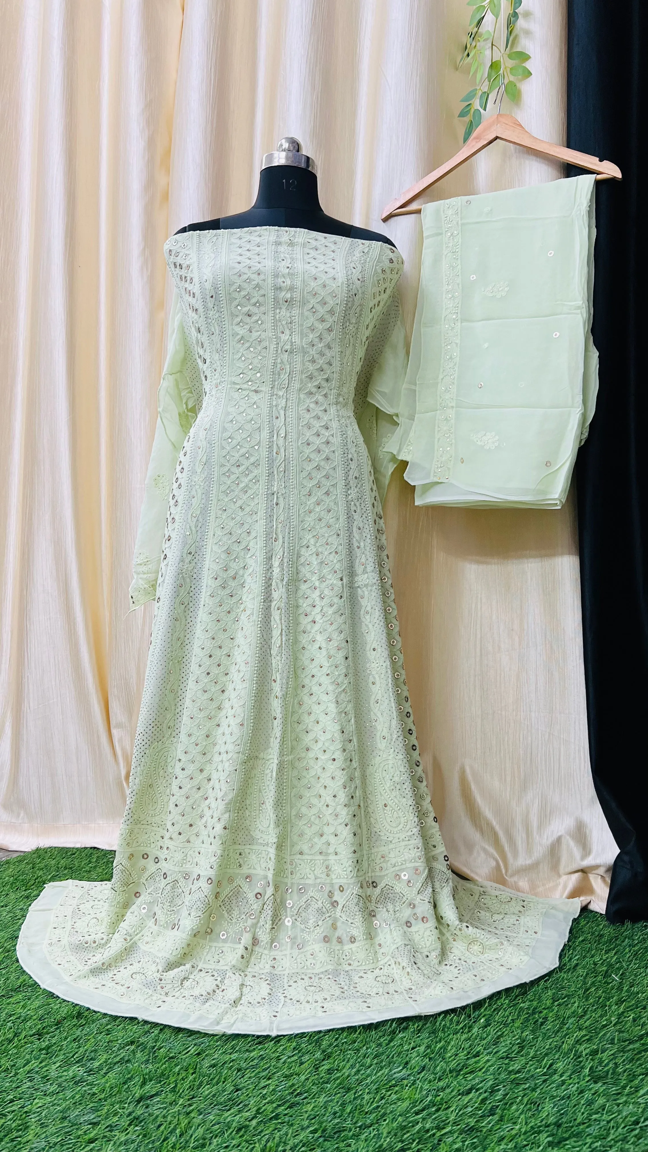 Chikankari Anarkali | Viscose Georgette Anarkali | Designer Anarkali with Dupatta |  Festive Anarkali Dress
