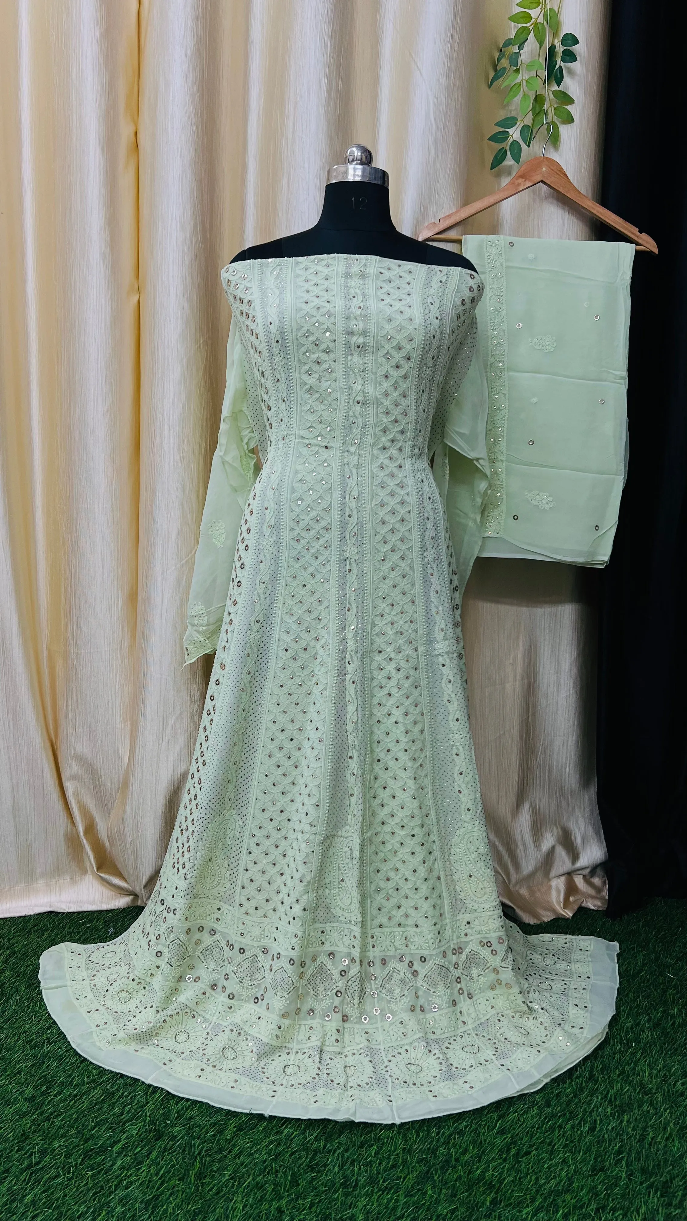 Chikankari Anarkali | Viscose Georgette Anarkali | Designer Anarkali with Dupatta |  Festive Anarkali Dress