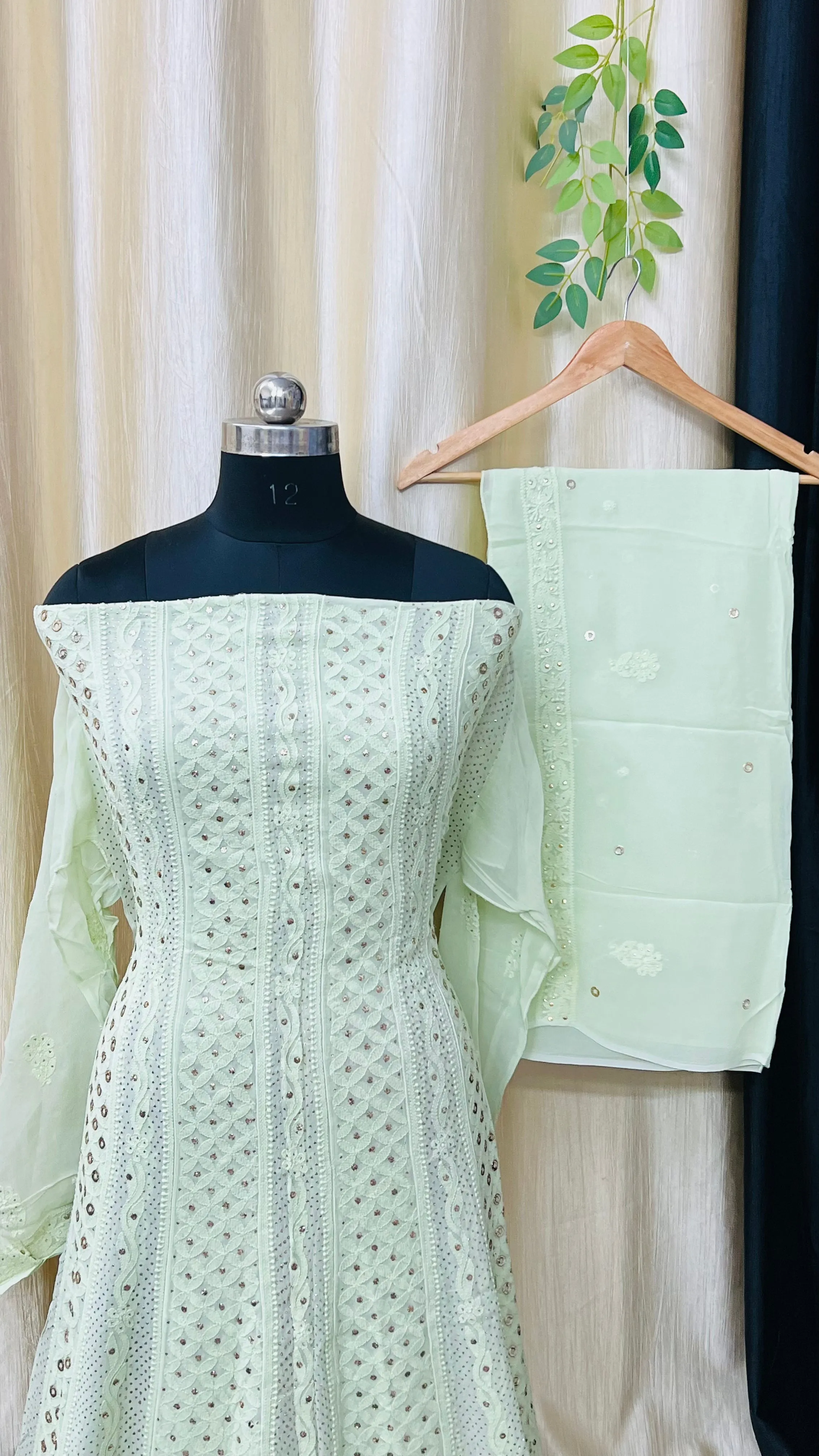 Chikankari Anarkali | Viscose Georgette Anarkali | Designer Anarkali with Dupatta |  Festive Anarkali Dress