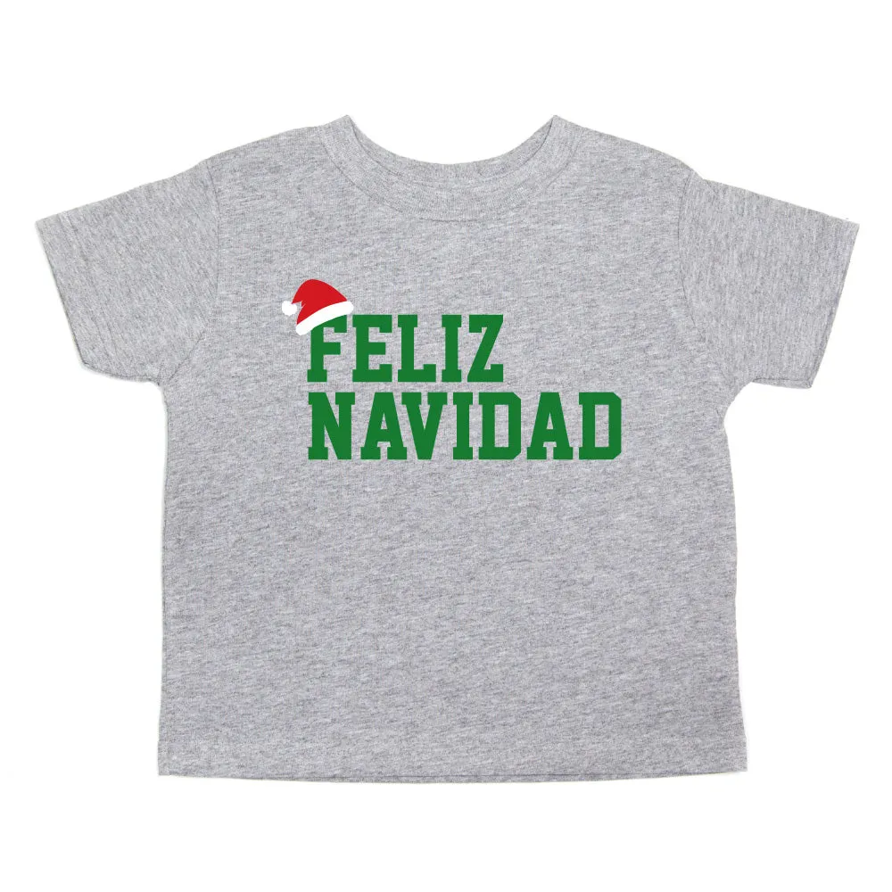 Christmas Feliz Navidad Santa Hat Short Sleeve Toddler T-Shirt