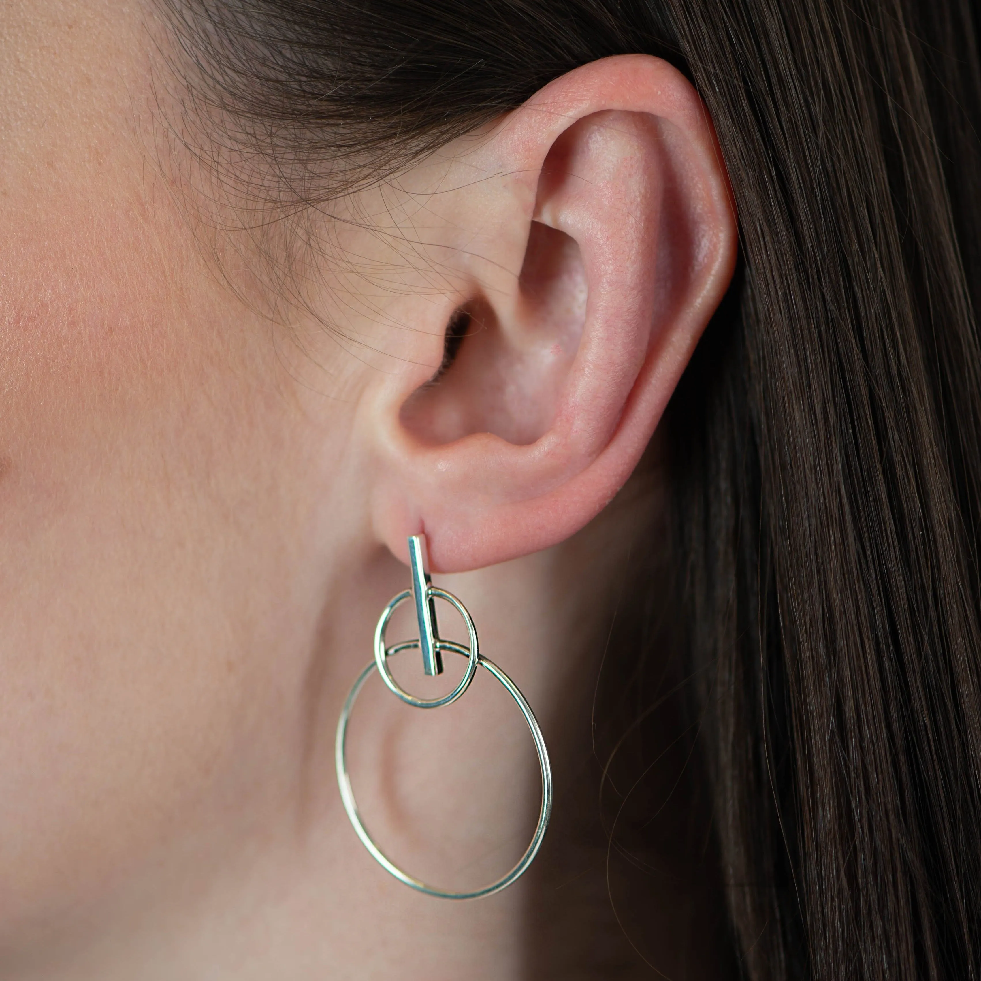 Circle Disc Drop Earrings
