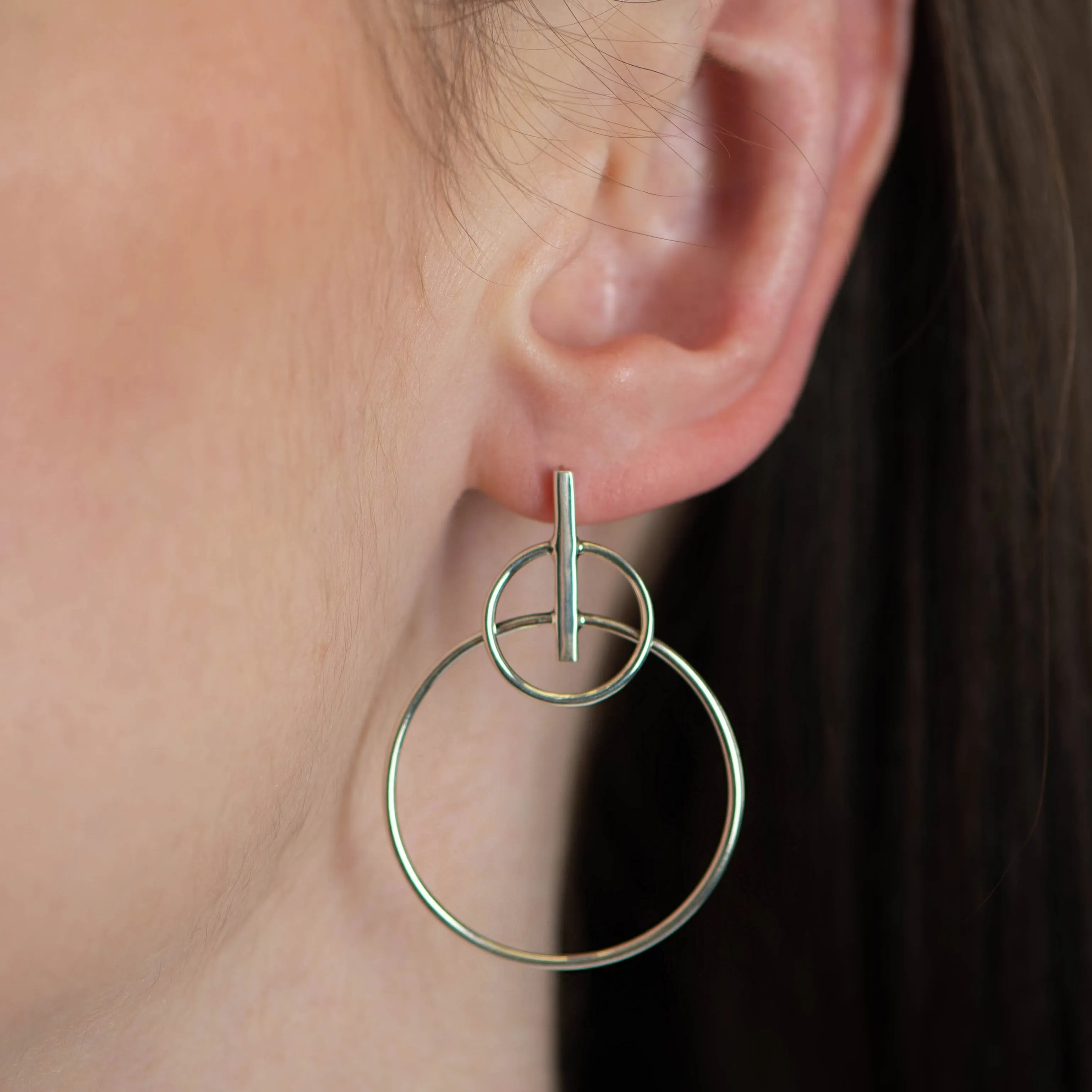 Circle Disc Drop Earrings