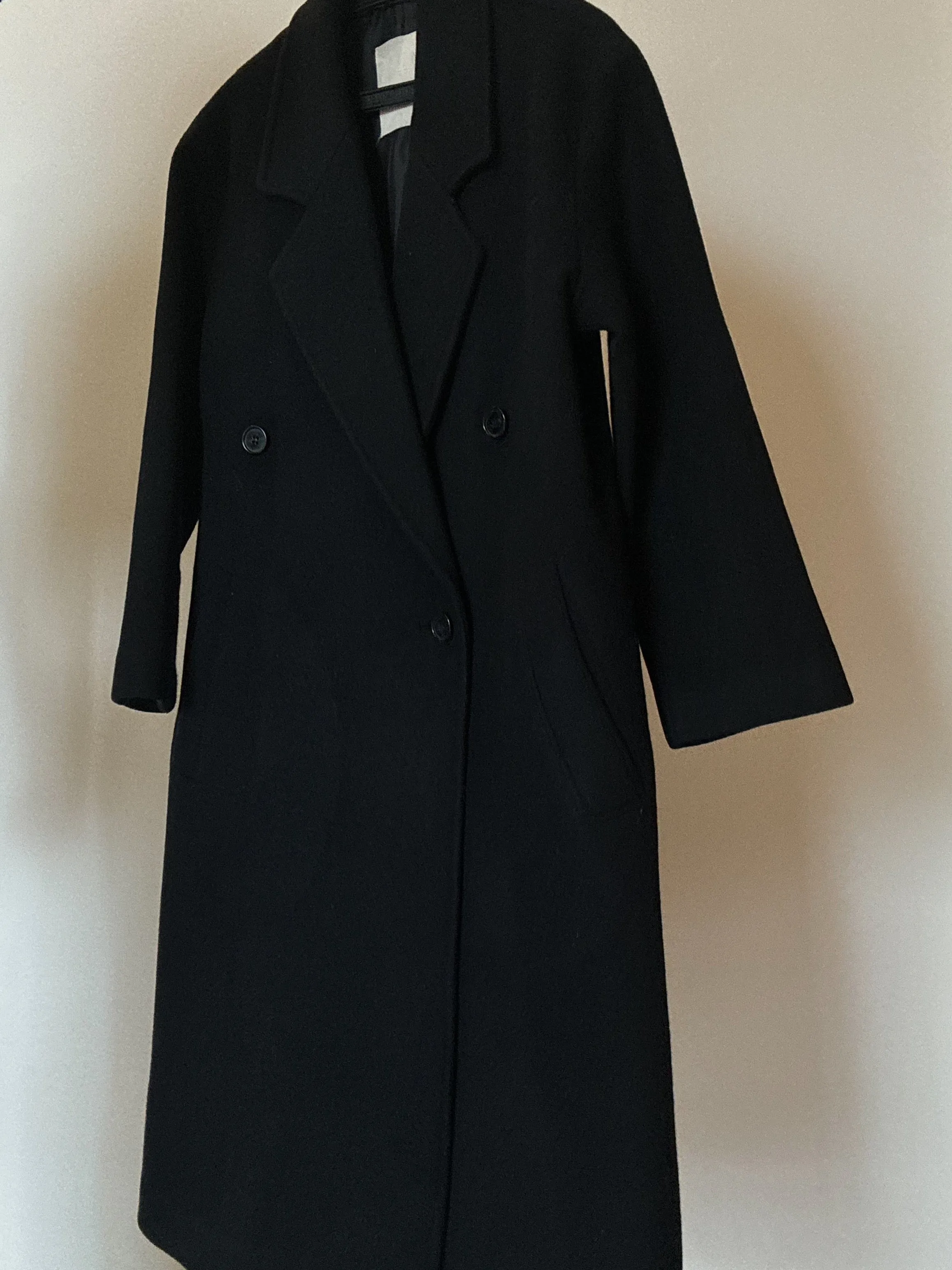 Classic Long Black Coat (90% Wool)
