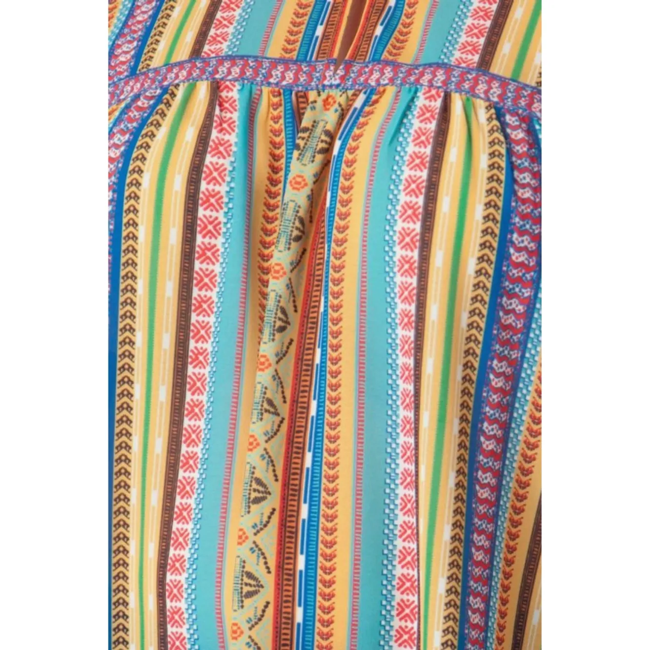 Colorful Print Peasant Curvy Fit Blouse