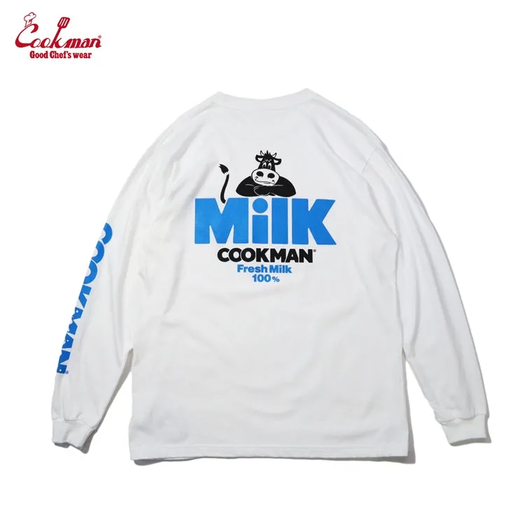 Cookman Long Sleeve T-shirts - Milk : White