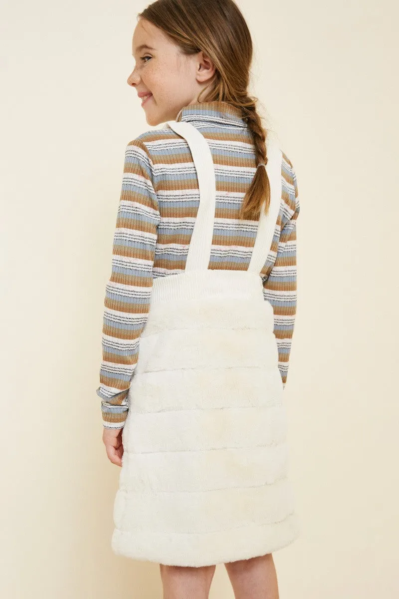 Corduroy Faux Fur Overall Dress