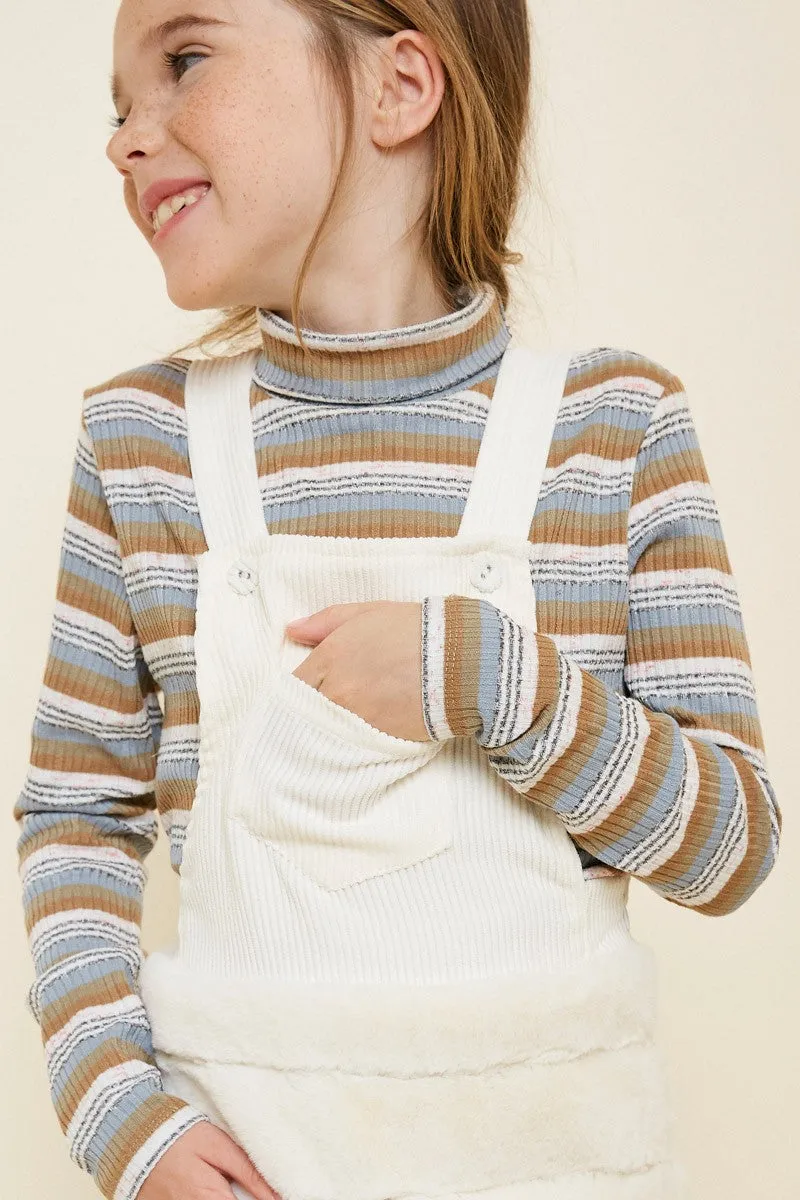 Corduroy Faux Fur Overall Dress