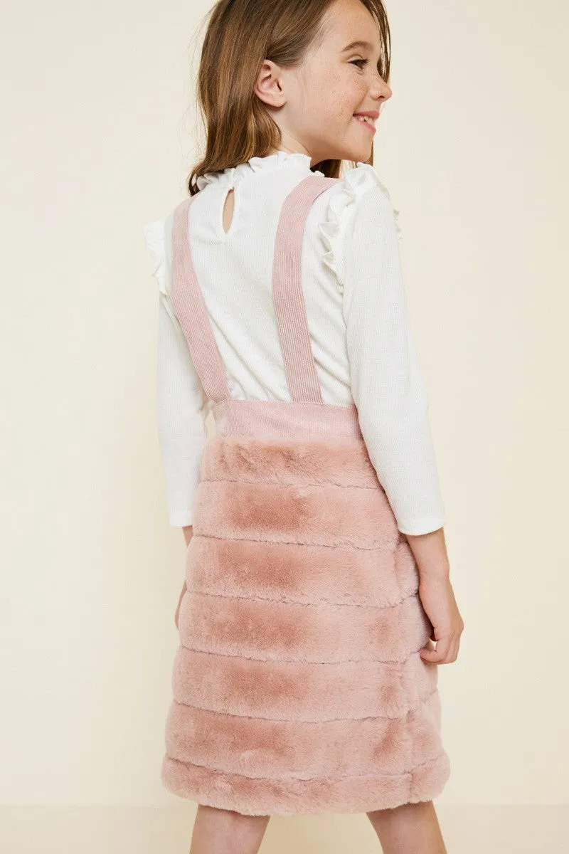 Corduroy Faux Fur Overall Dress