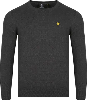 Cotton Merino Crew Jumper - Charcoal Marl