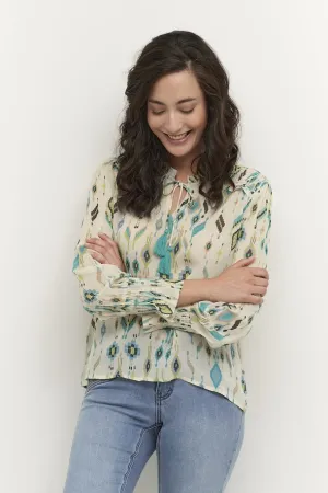 Cream Esra Blouse - Ethnic Print