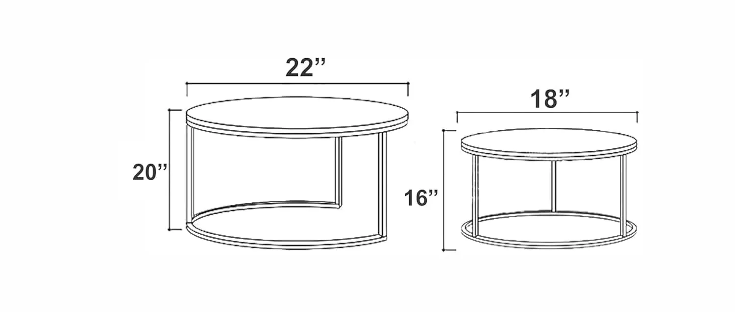 CREATIVE SKILLS Two-Piece Marble Look Coffee Table Set, top end Side Table, Metal Frame Cocktail Table, Nesting Tea Table, and Home Furniture Size for Living Rooms (WHITE)