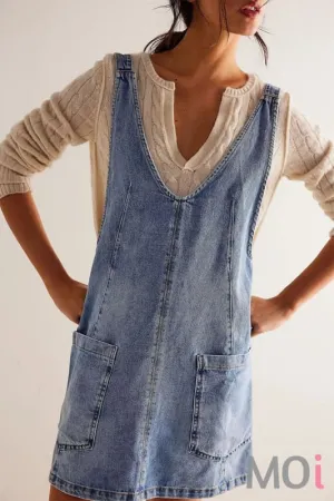 Denim Overall Short Dress