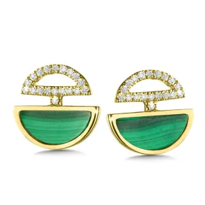 DIAMOND & MALACHITE STUD EARRINGS