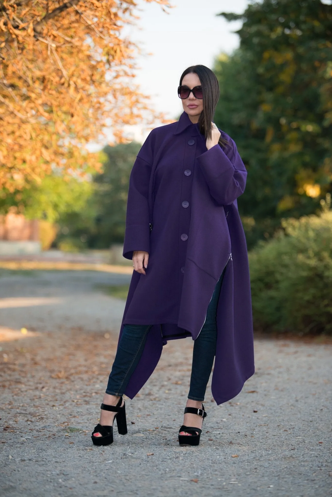 FEDERICA Purple Wool Women Coat