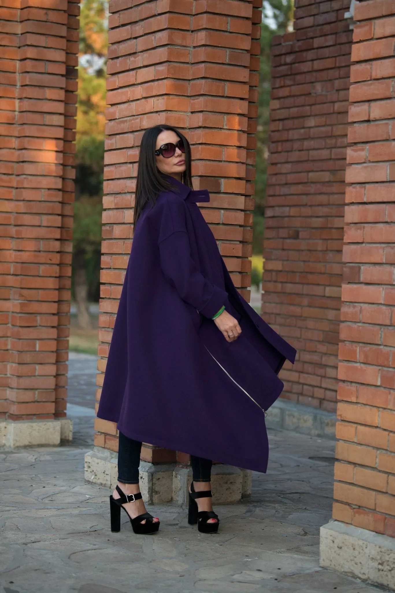 FEDERICA Purple Wool Women Coat
