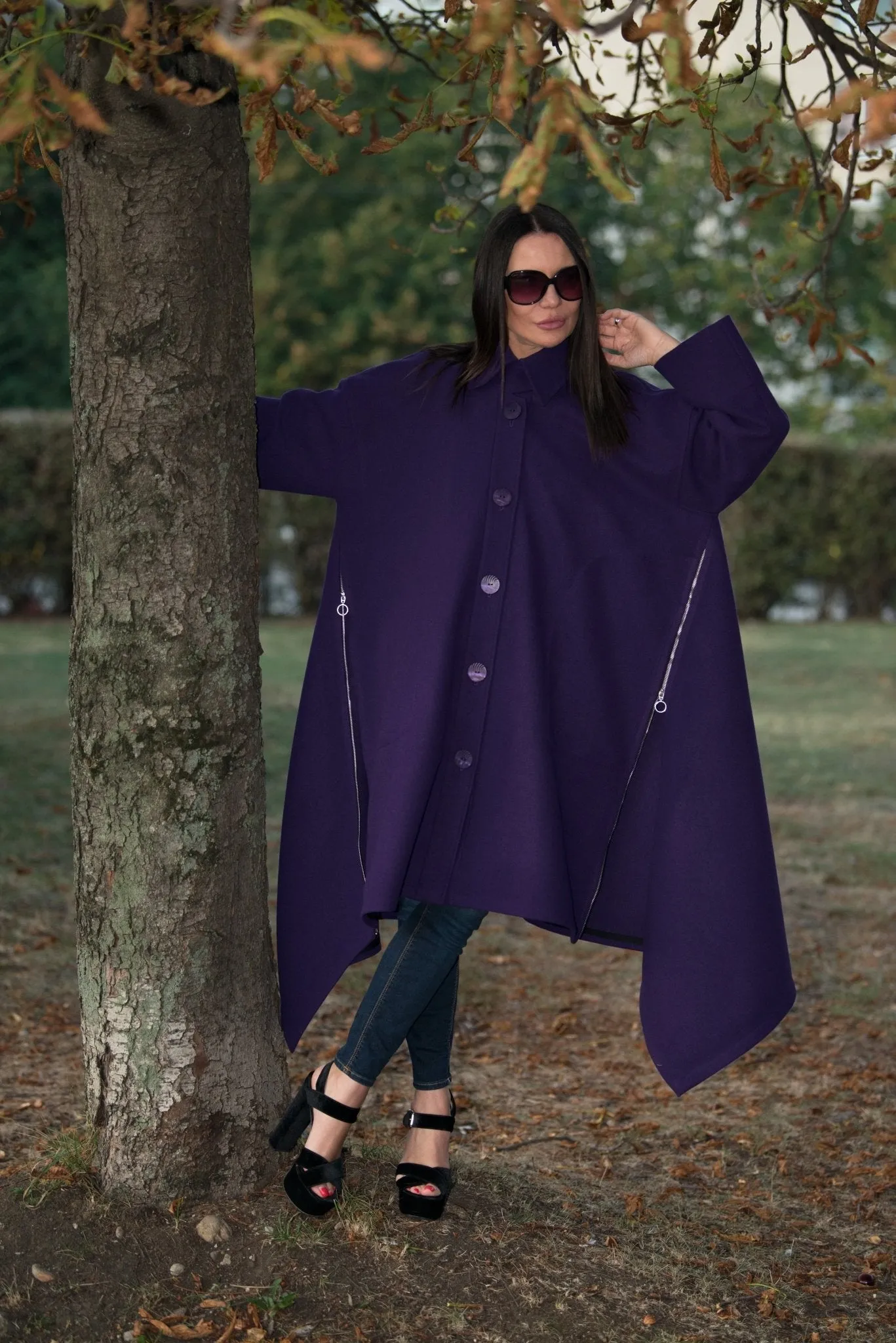FEDERICA Purple Wool Women Coat