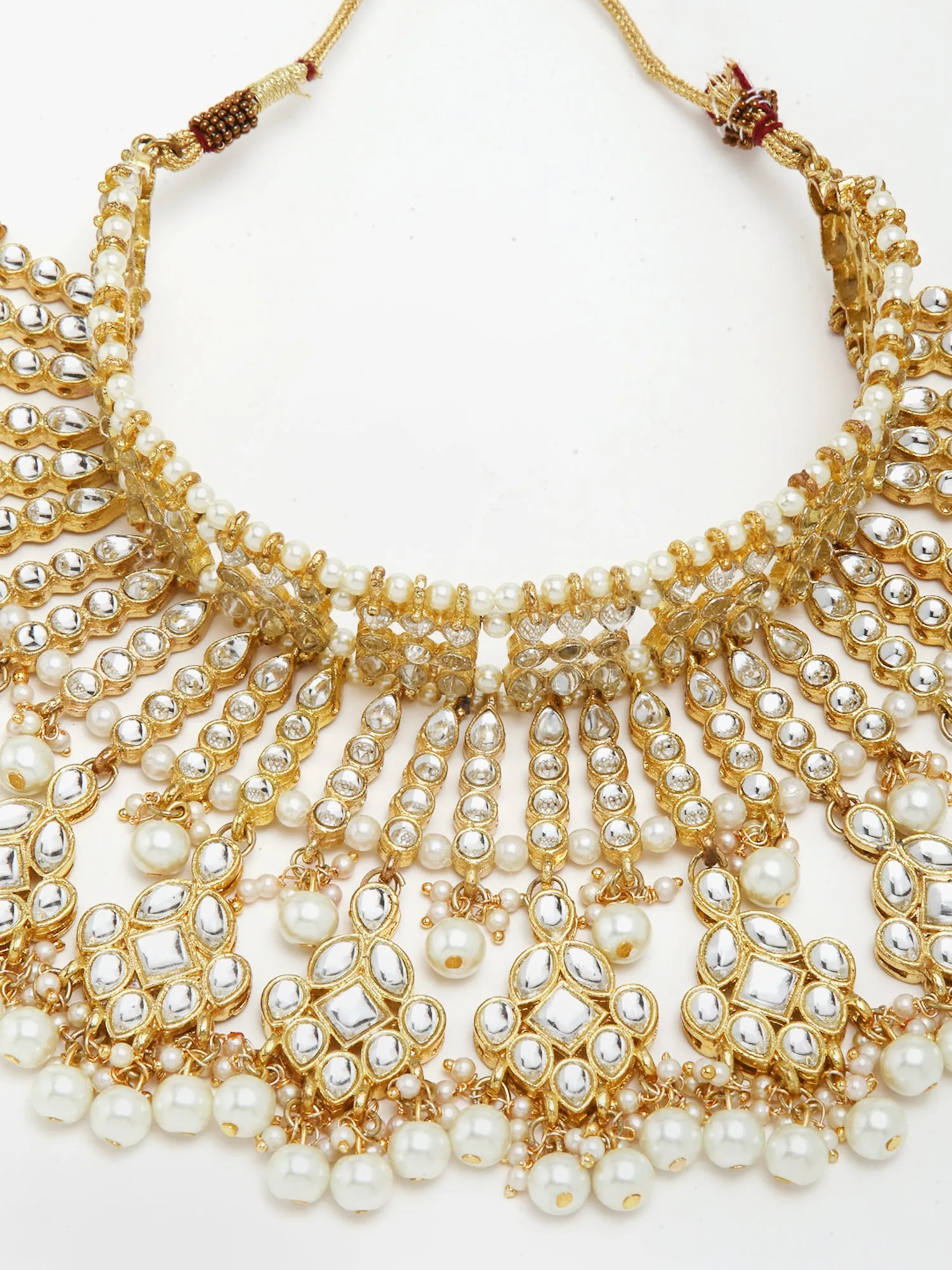 Gold-Plated Pearl Studded Bridal Necklace Set