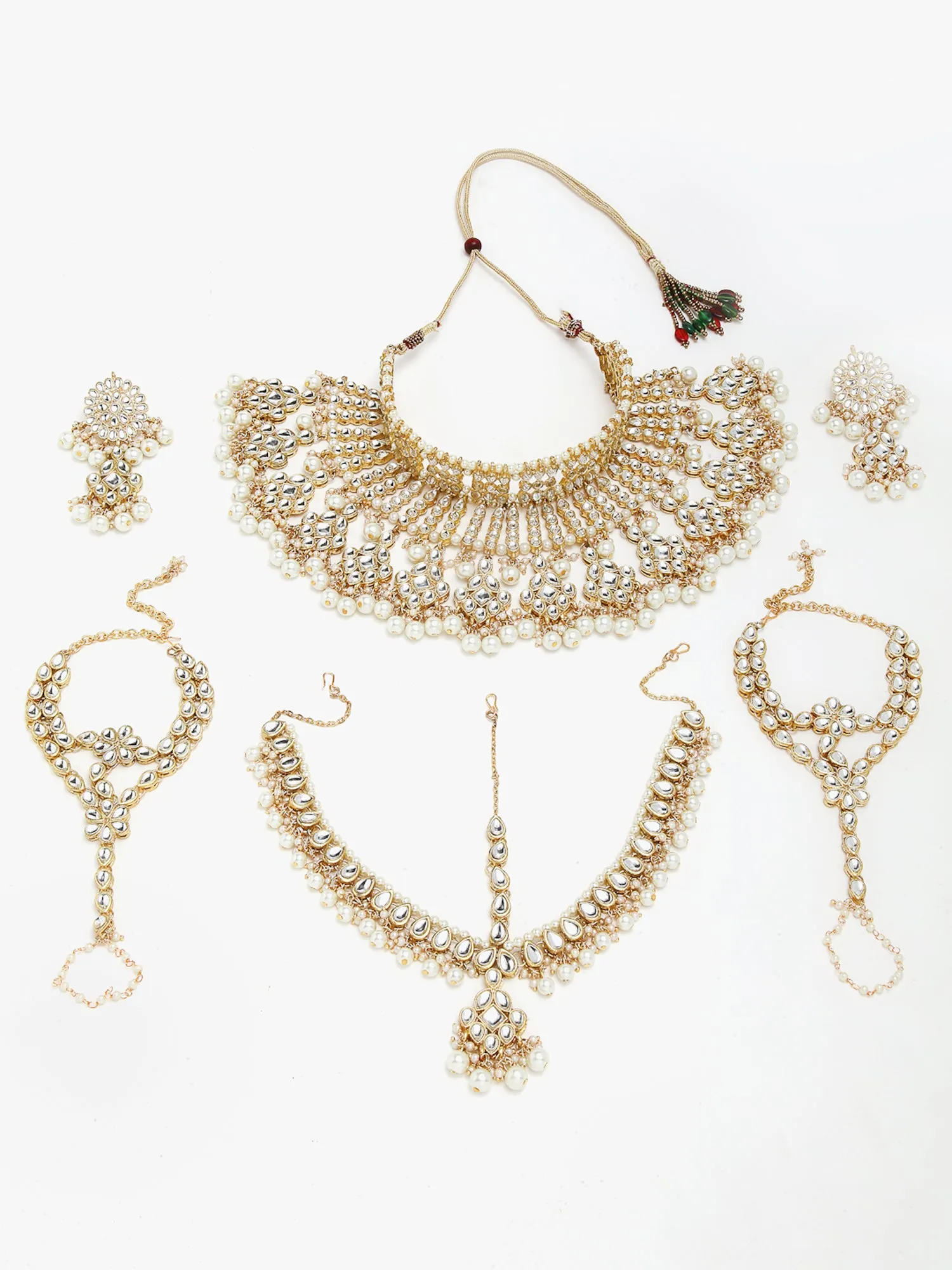Gold-Plated Pearl Studded Bridal Necklace Set