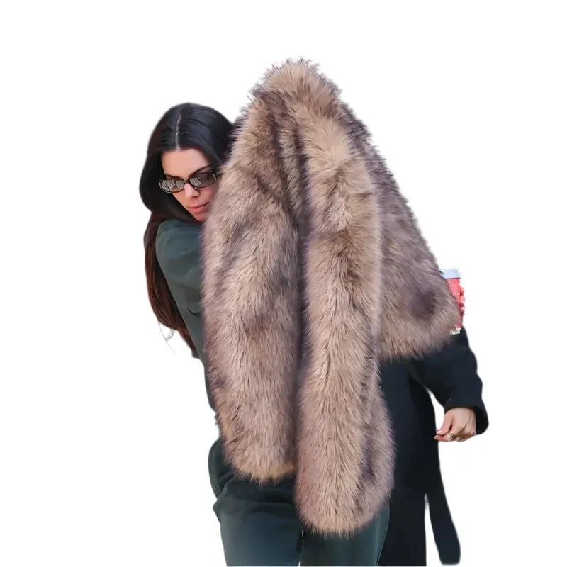 Gradient Faux Fur Cropped Jacket – Iconic Streetwear for Women, Winter  Fluffy Luxury Coat