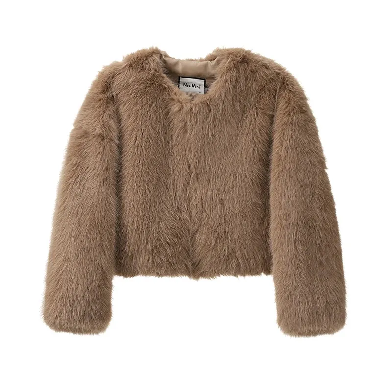 Gradient Faux Fur Cropped Jacket – Iconic Streetwear for Women, Winter  Fluffy Luxury Coat
