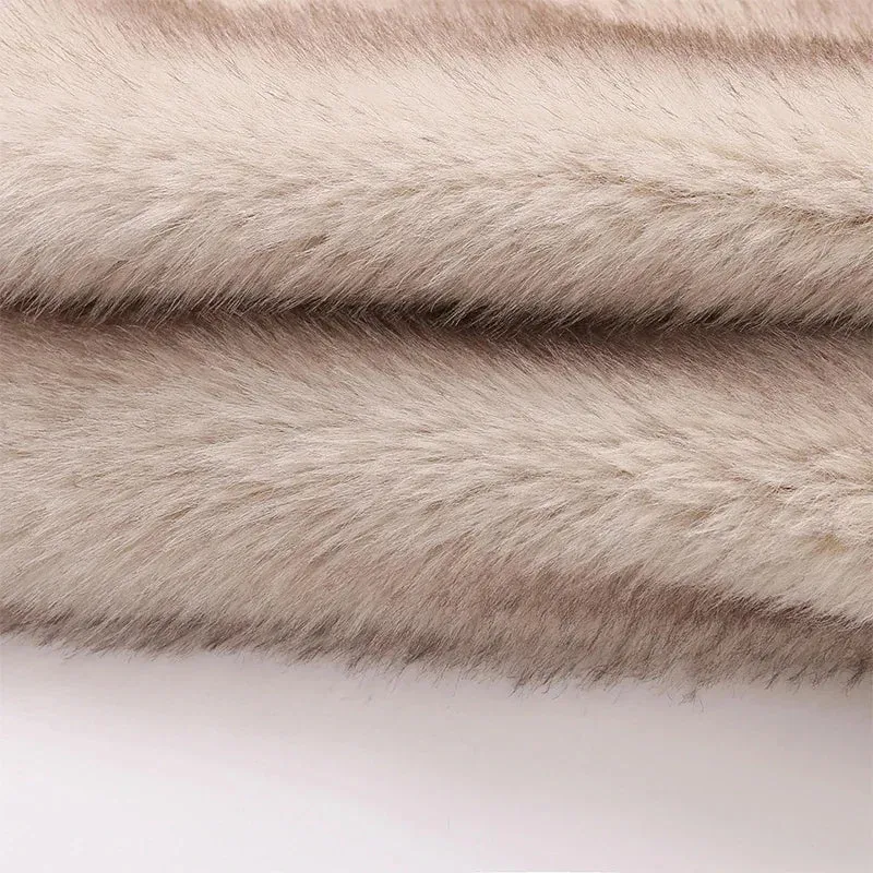 Gradient Faux Fur Cropped Jacket – Iconic Streetwear for Women, Winter  Fluffy Luxury Coat