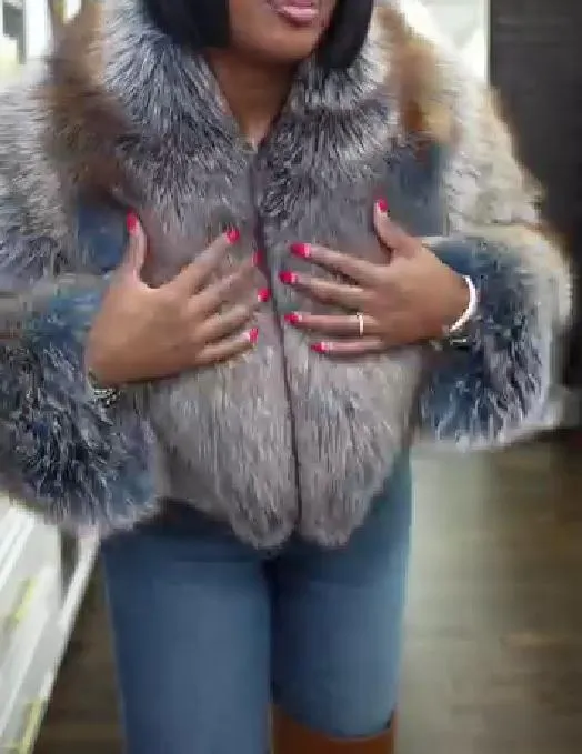 Gray Short Furry Coat