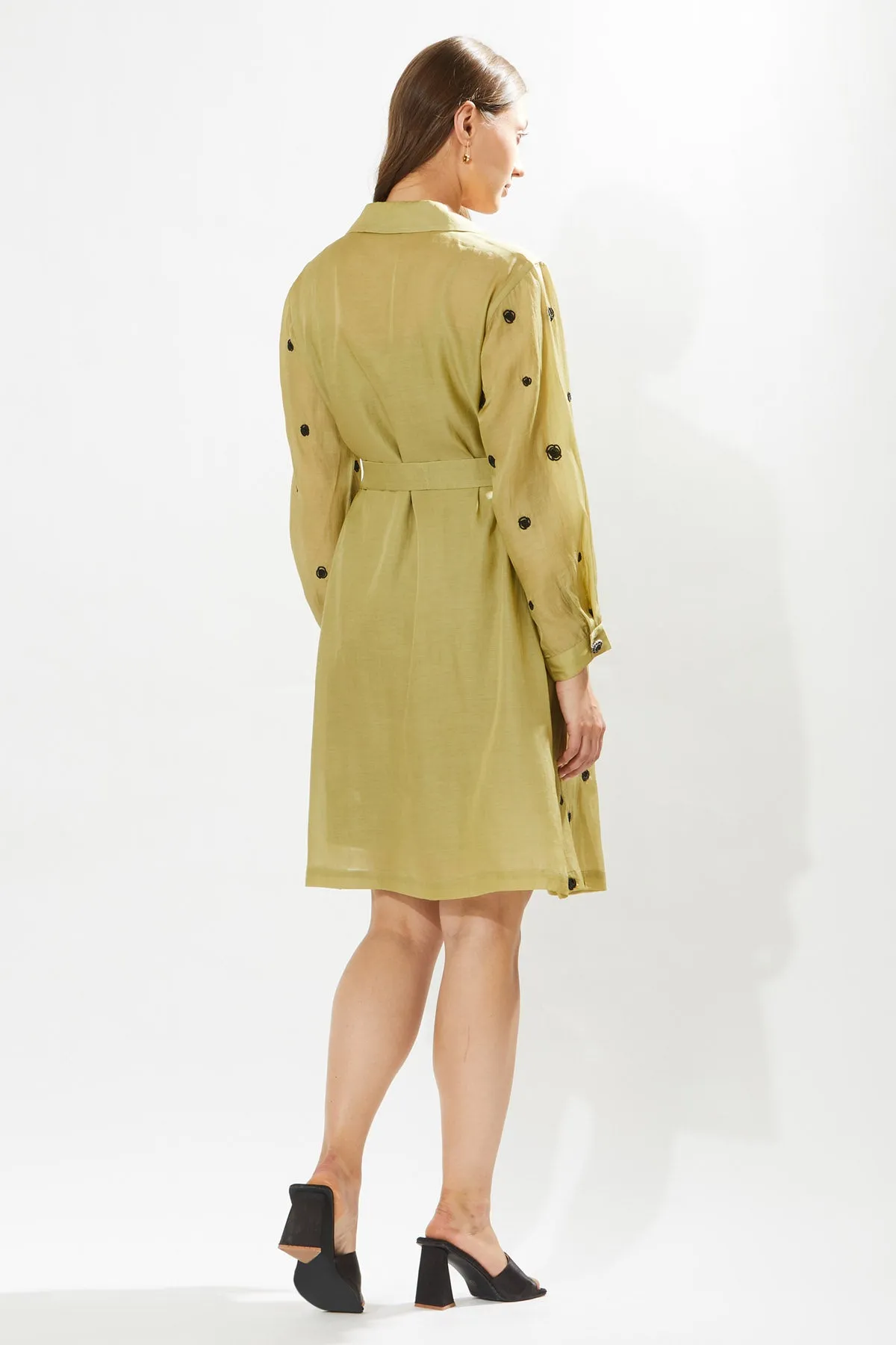 Green Floral Coat Dress