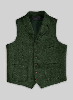 Highlander Heavy Green Herringbone Tweed Hunting Vest