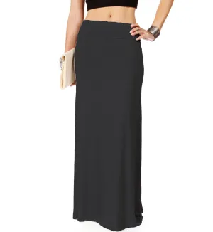 Hollywood Star Fashion Women's Basic Stretch Solid Colored Plain Maxi Long Skirt
