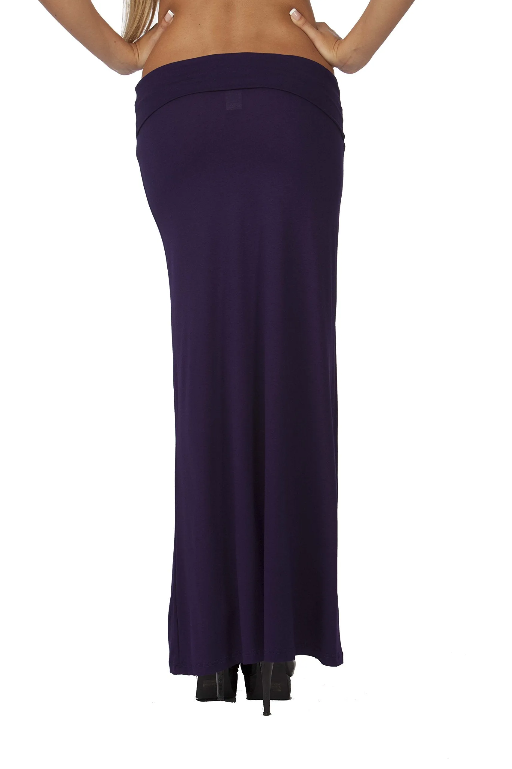 Hollywood Star Fashion Women's Basic Stretch Solid Colored Plain Maxi Long Skirt